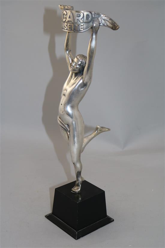 A French silvered bronze advertising figure of a winning athlete, height 17in.